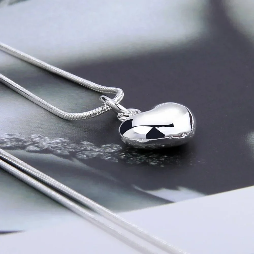 Snake 925 Sterling Silver Rope Chain Heart Love Necklace Wedding Engagement - Picture 4 of 9